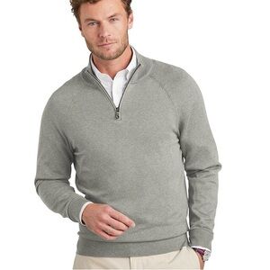 BROOKS BROTHERS men’s cotton stretch knit quarter zip sweater in grey‎ size med